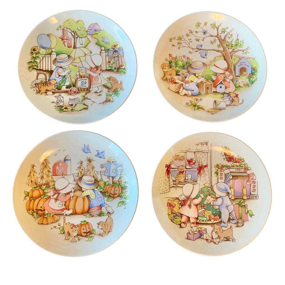 Watkins Country Kids Collector’s Dessert Plates Set of 4 1991 7.25" Holiday